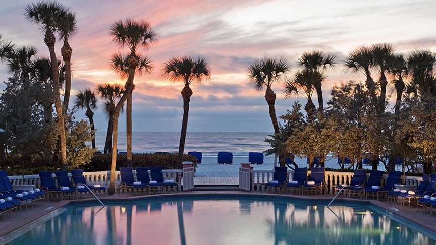 the-don-cesar-St Pete Beach hotel-pool-beach-at-sunset