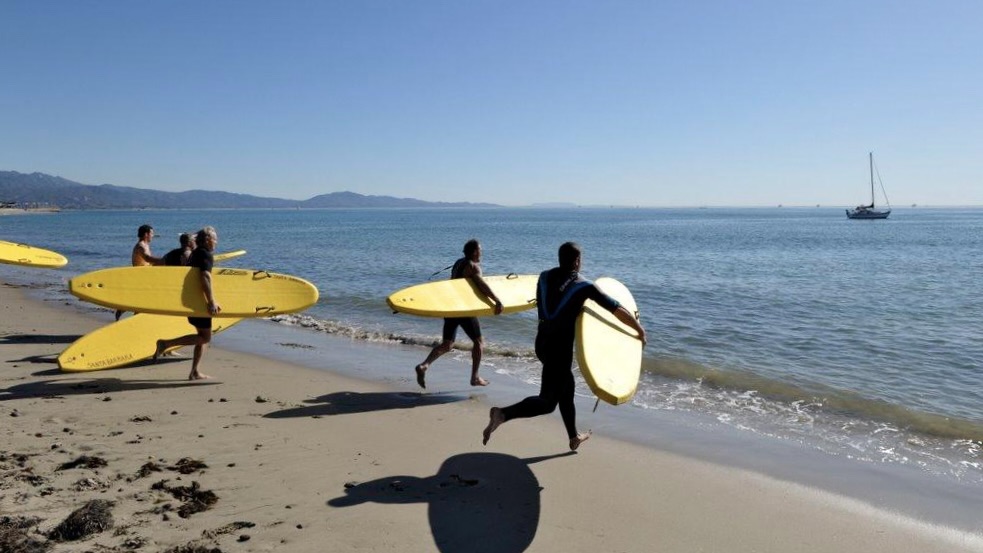 Surfers at Leadbetter Beach enjoying fun stuff to do in Santa Barbara.jpg 